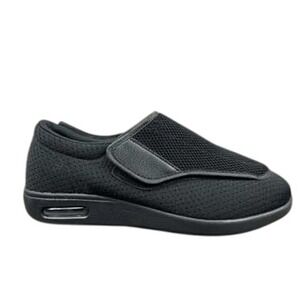 Youyun M-7.5 W-8.5 Black Mesh Walking Shoes Memory Foam Hook Loop Slip On